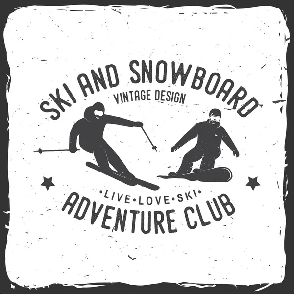 Ski- en Snowboard Club. Vectorillustratie. — Stockvector