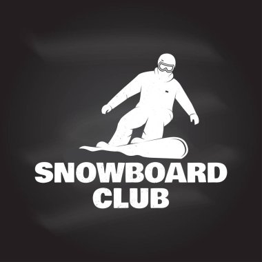 Snowboard Club. Vektör çizim. Gömlek ya da logo, yazdırma, damga veya tee için kavram.