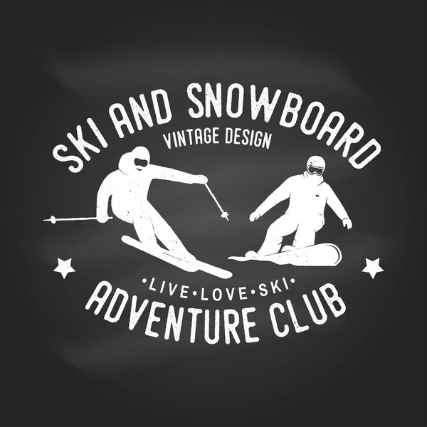 Ski- en Snowboard Club. Vectorillustratie. — Stockvector