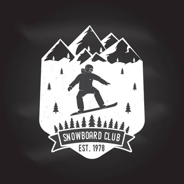 Snowboard Club. Vektorillustration. Koncept för skjorta eller logotyp, print, stämpel eller tee. — Stock vektor