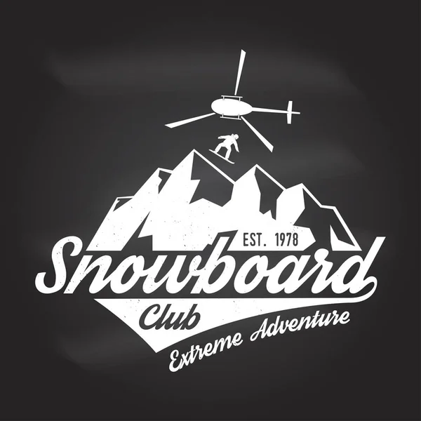 滑雪板俱乐部矢量插图。t恤或标志、印刷品、邮票或三通的概念. — 图库矢量图片