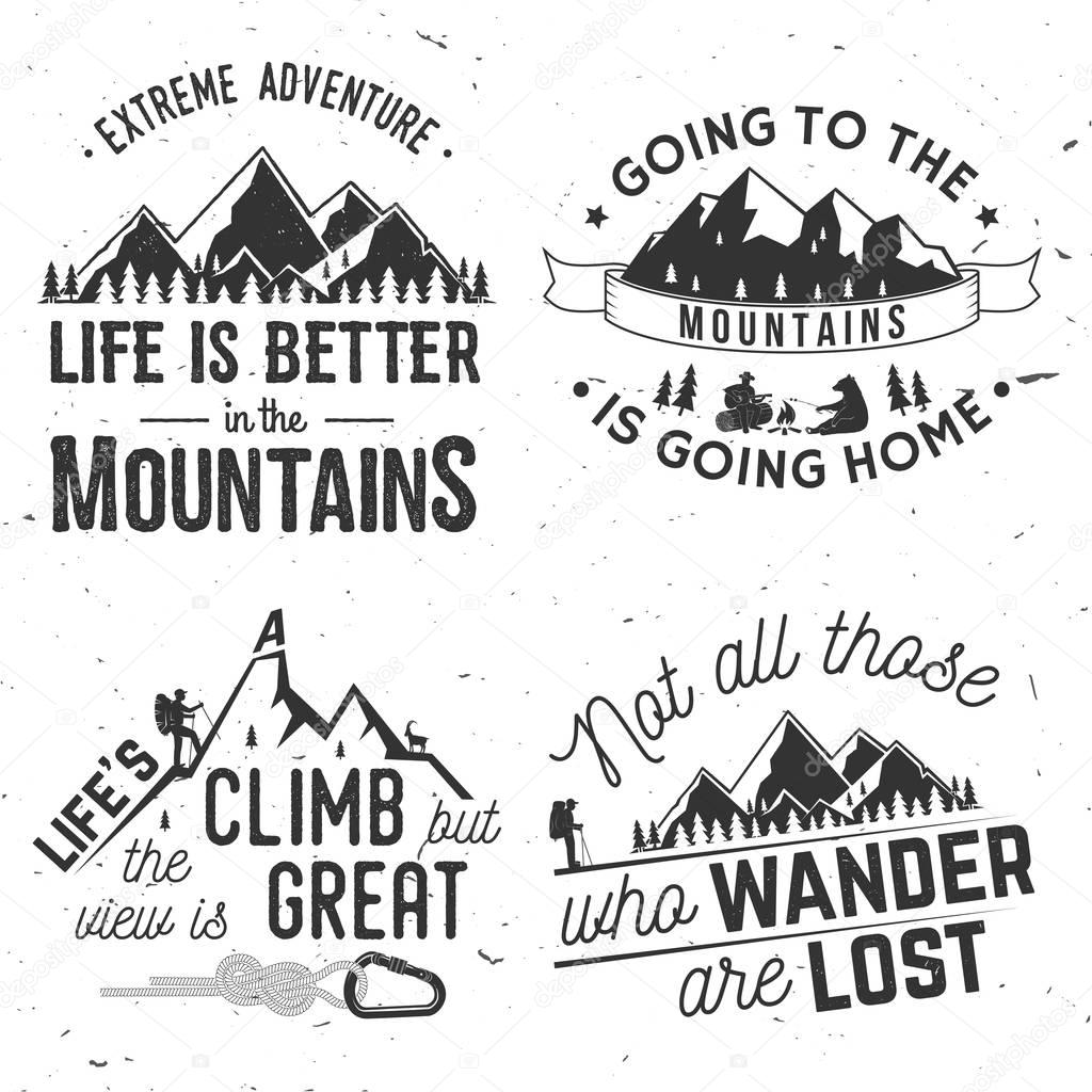 Set of Mountains related typographic quote.