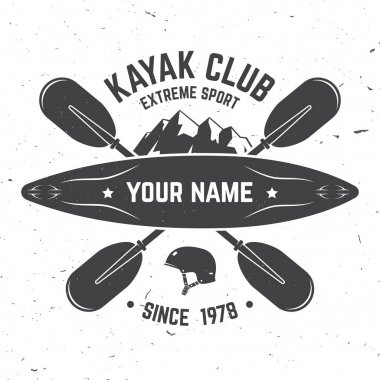 Tipografi tasarımı ile dağ, kask ve tekne siluet