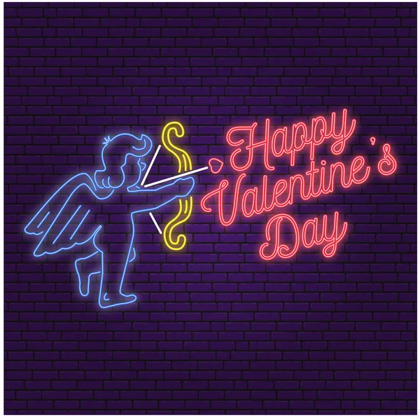 Insegna al neon, striscione per San Valentino festeggiare . — Vettoriale Stock
