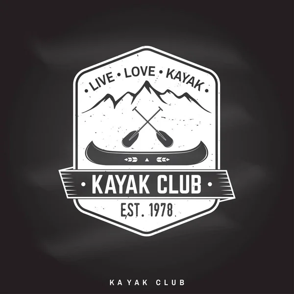 Club Kayak. Vive, amor, kayak. Ilustración vectorial . — Vector de stock