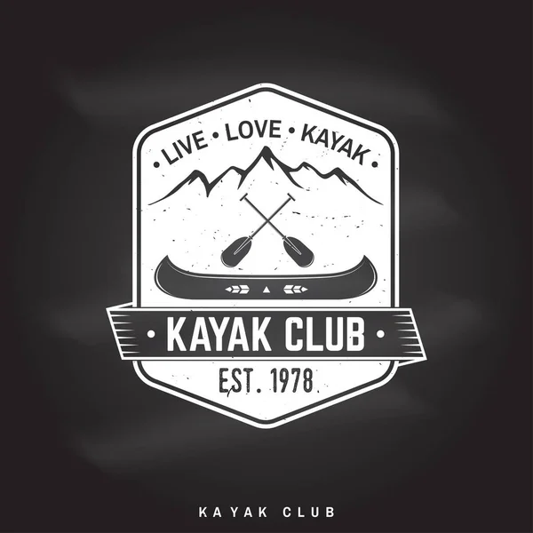 KAYAK Club. Żyć, kochać, kajak. Ilustracja wektorowa. — Wektor stockowy