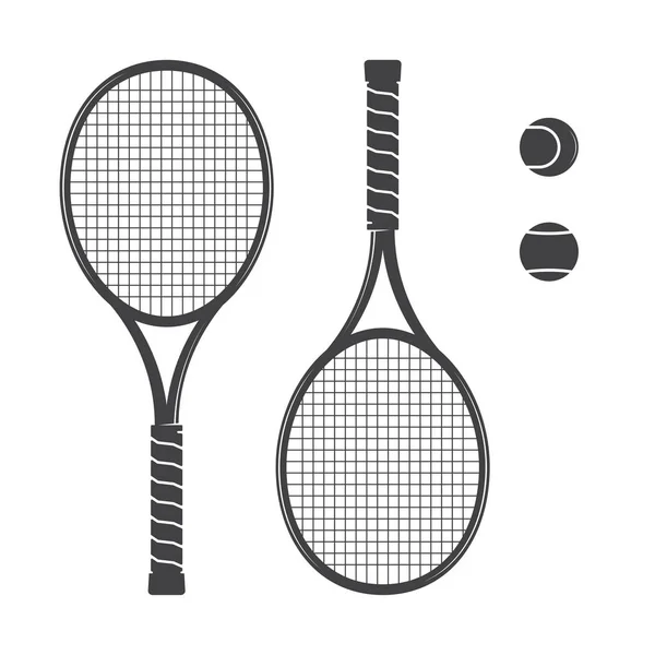 Set of tennis rackets and tennis balls. — Stock Vector