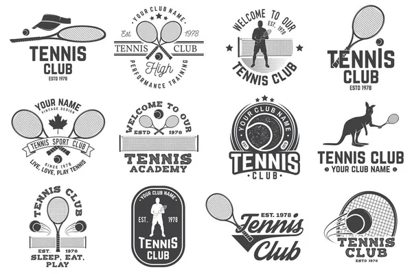 Conjunto de emblemas de clube de tênis — Vetor de Stock