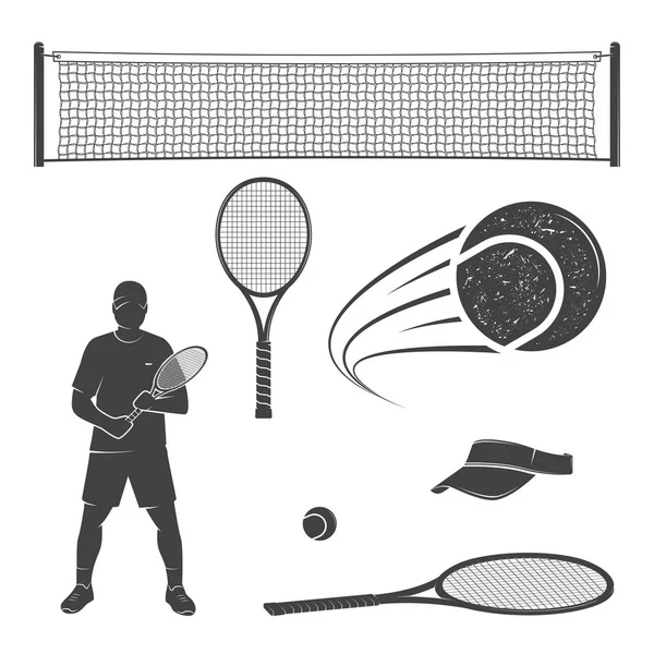 Conjunto de siluetas de equipo de tenis . — Vector de stock