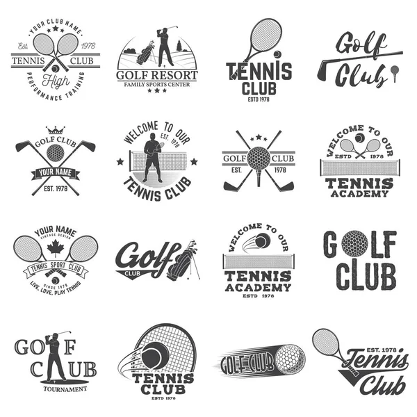 Conjunto de Club de golf, Concepto de club de tenis — Vector de stock