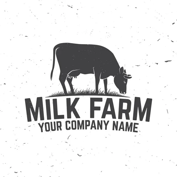 Insignia o etiqueta de granja de leche . — Vector de stock