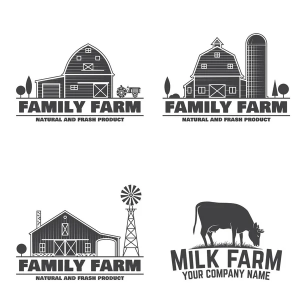 Insignias o etiquetas de granja familiar . — Vector de stock