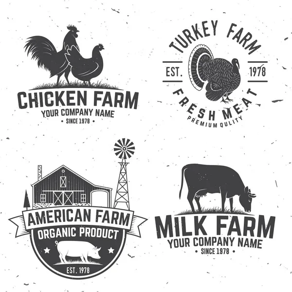 Знак курячої ферми або етикетка. Векторні ілюстрації . — стоковий вектор