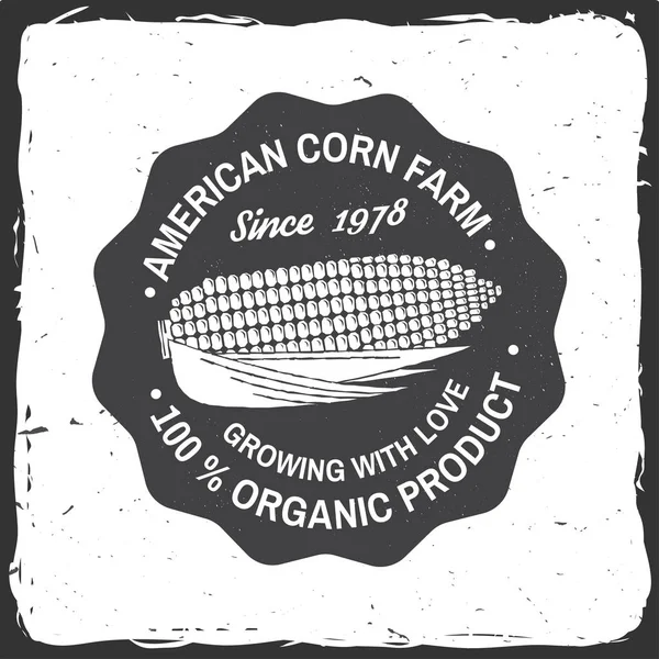 American corn Farm Badge or Label. Vector illustration. — Stock Vector