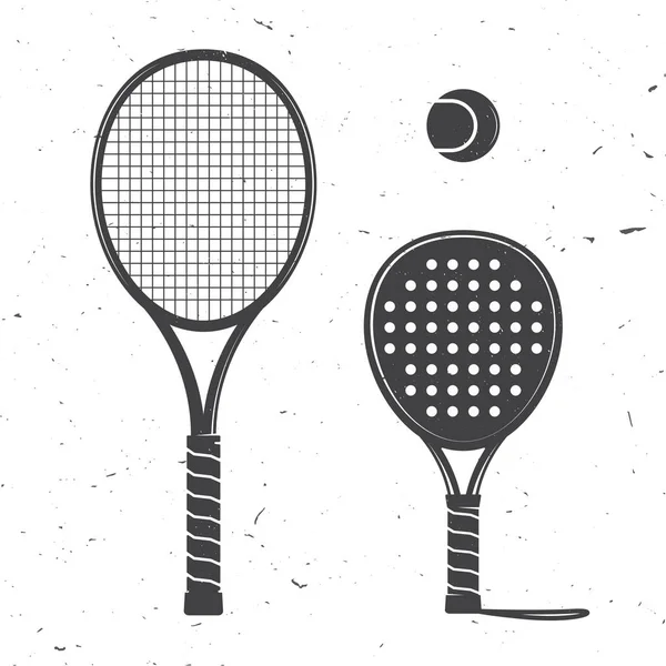 Satz Tennisschläger und Tennisball-Ikone. — Stockvektor