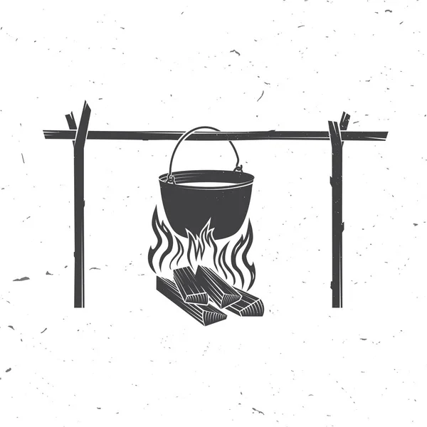 Topf auf dem Feuer Silhouette. Vektorillustration. — Stockvektor