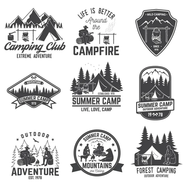 Campamento de verano. Ilustración vectorial. Concepto para camisa o logotipo, impresión, sello o camiseta. — Vector de stock