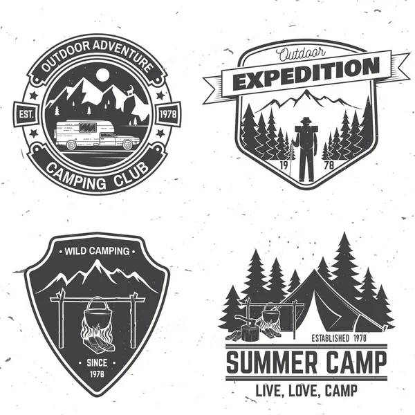 Camp d'été. Illustration vectorielle. Concept pour chemise ou logo, imprimé, timbre ou tee-shirt. — Image vectorielle