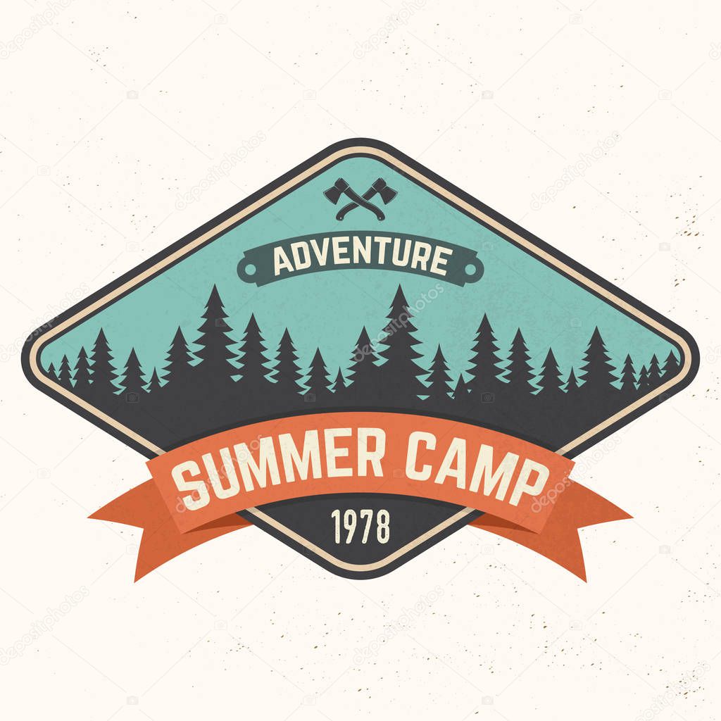 Summer camp patch. Vector illustration. Concept for shirt or logo, print, stamp or tee.