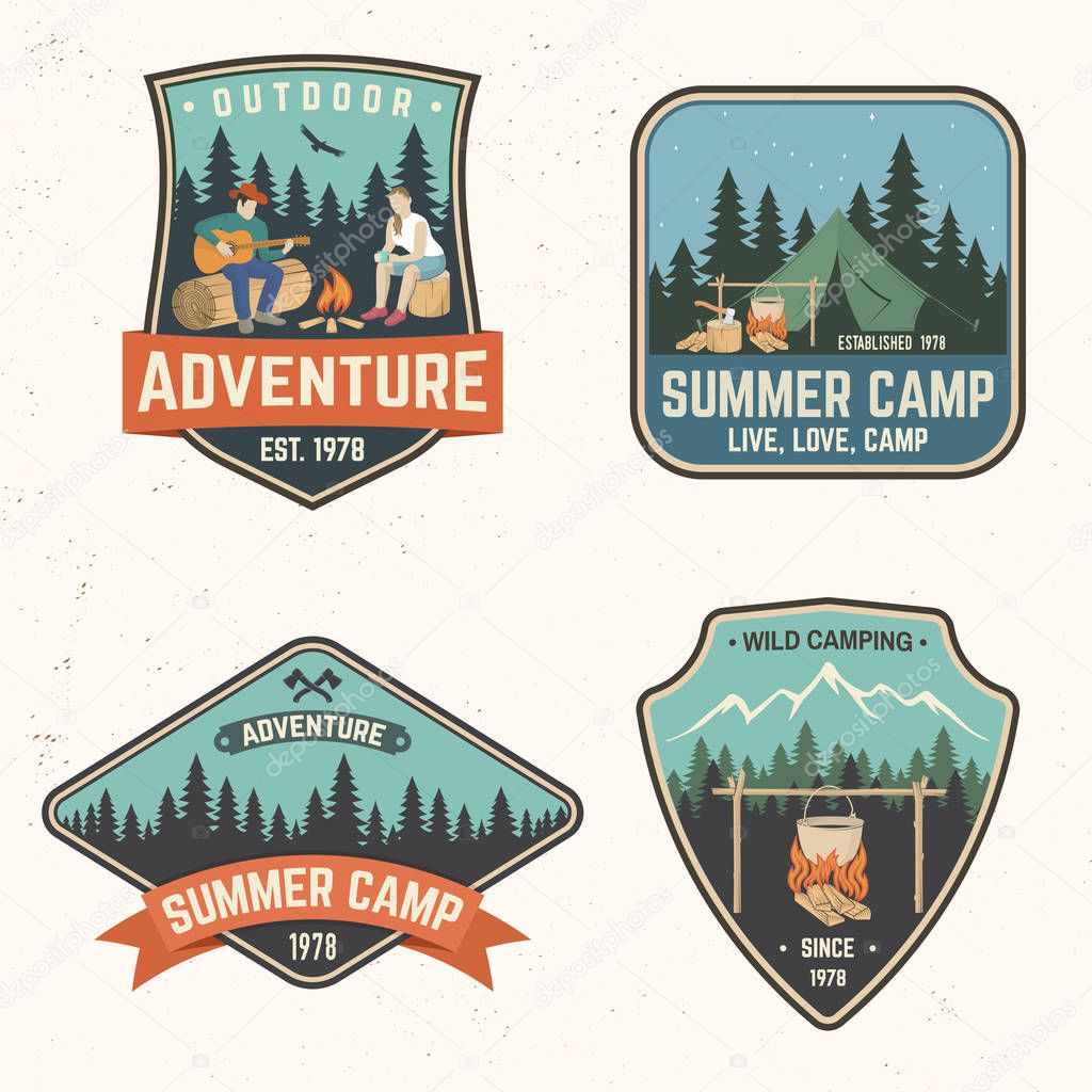 Summer camp. Vector illustration. Concept for shirt or logo, print, stamp or tee.