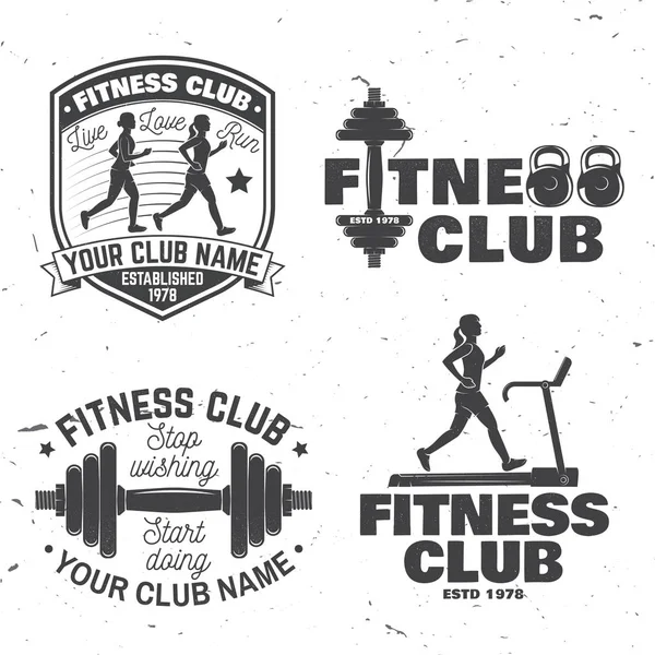 Conjunto de insignias de club de fitness. Vector. Concepto para camisa o estampado, sello, parche o camiseta — Vector de stock