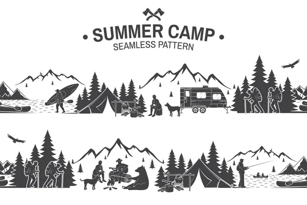 Summer camp seamless pattern. Vector illustration. — Stock Vector