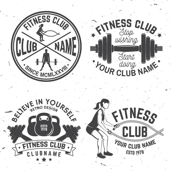 Set of fitness club badges. Vector. Concept for shirt or print, stamp, patch or tee — Stock Vector