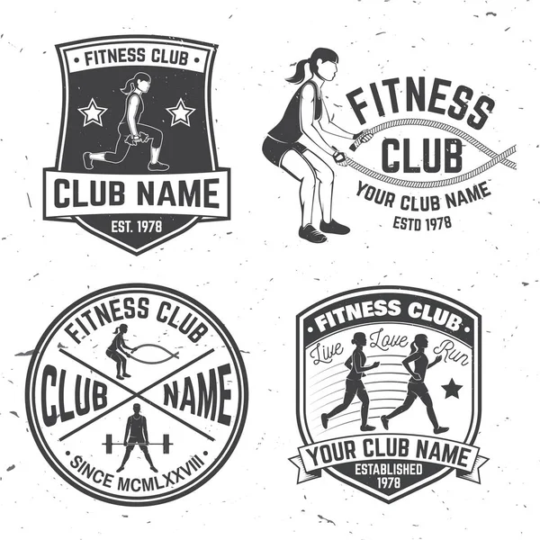 Conjunto de insignias de club de fitness. Vector. Concepto para camisa o estampado, sello, parche o camiseta — Vector de stock