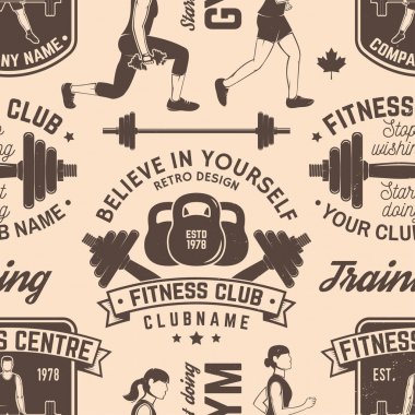 Fitness kulübü Dikişsiz desen veya arka plan. Vektör çizim.