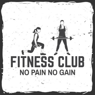 Fitness Merkezi rozeti. Vektör. Amblem, spor salonu işaretleri için fitness merkezleri