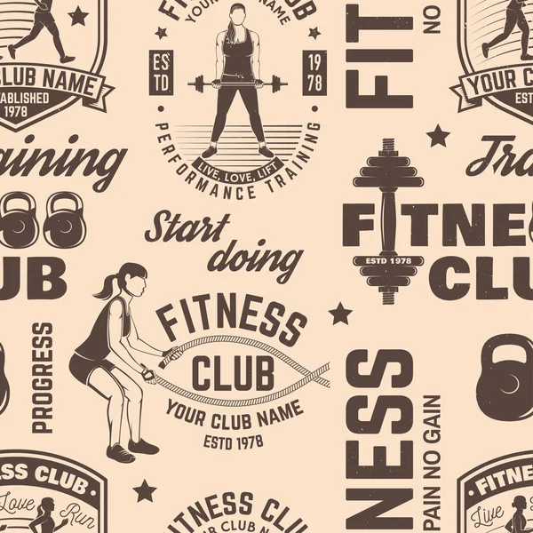 Fitness club χωρίς ραφή πρότυπο ή φόντο. Εικονογράφηση διάνυσμα. — Διανυσματικό Αρχείο
