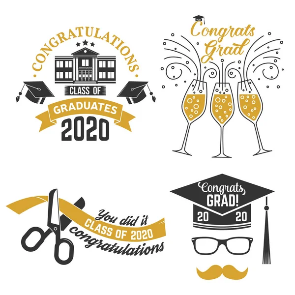 Set of Vector Class of 2020 badges. Concept for shirt, print, seal, overlay, stamp, greeting, invitation card. Typography design- stock vector. — Stock Vector