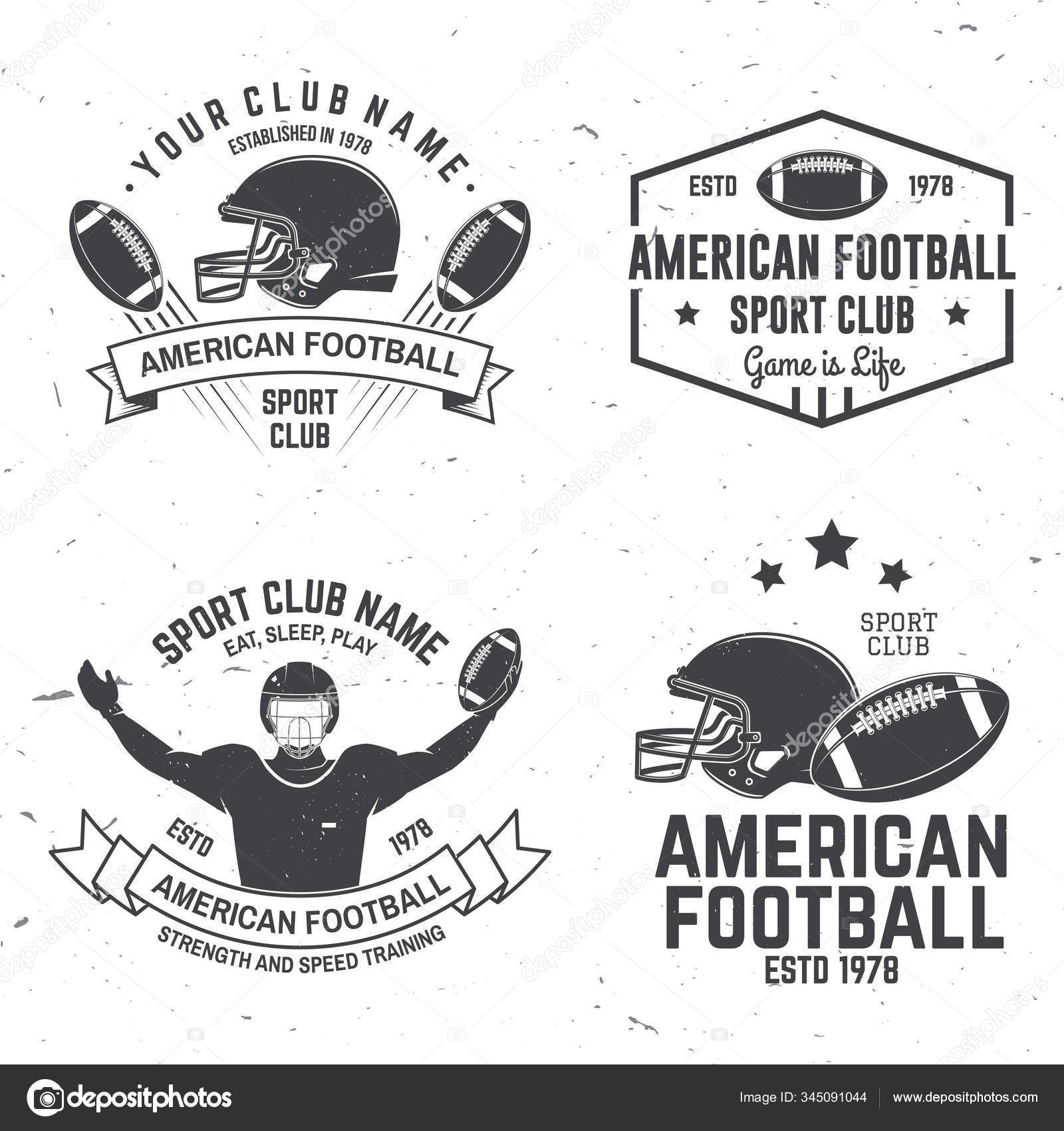 Set of american football or rugby club badge. Vector for shirt, logo,  print, stamp, patch. Vintage design with american football sportsman  player, helmet, ball and shoulder pads silhouette Stock Vector by  ©serdiuk.igor.gmail.com
