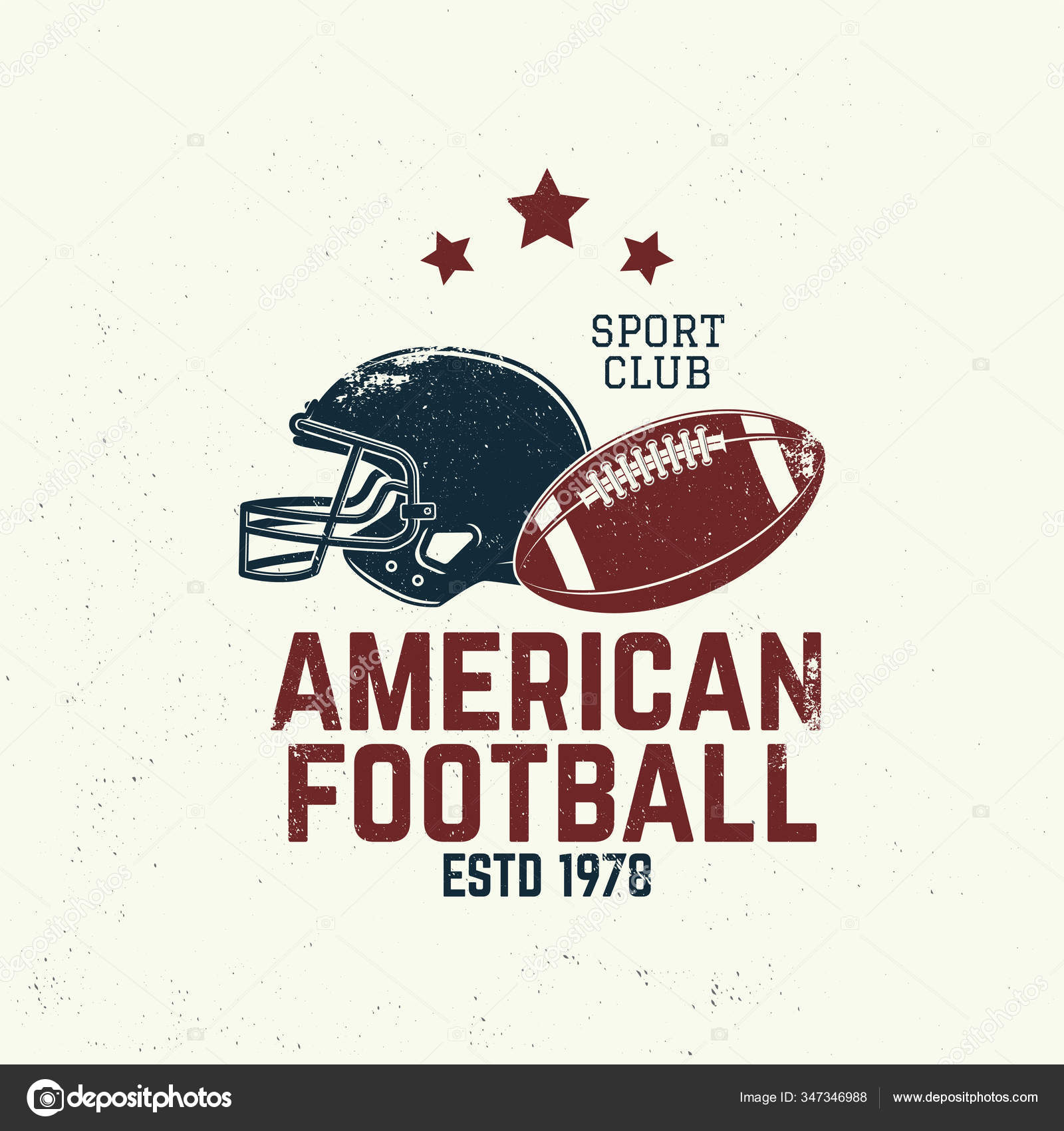 American football or rugby club embroidery patch. Vector . Concept for  shirt, logo, print, stamp, tee, patch. Vintage typography design with  american football sportsman player silhouette, Stock vector