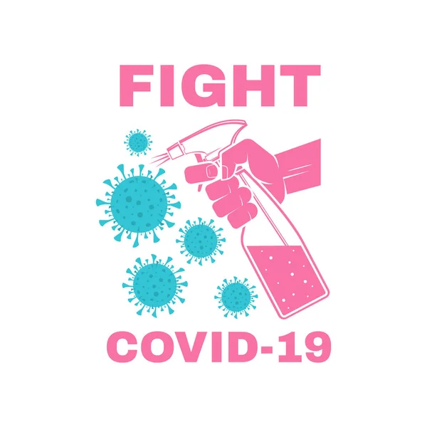 Combatti Covid-19. Ferma il coronavirus. Vettore. Concetto di protezione dal virus covid-19 o dal virus corona . — Vettoriale Stock