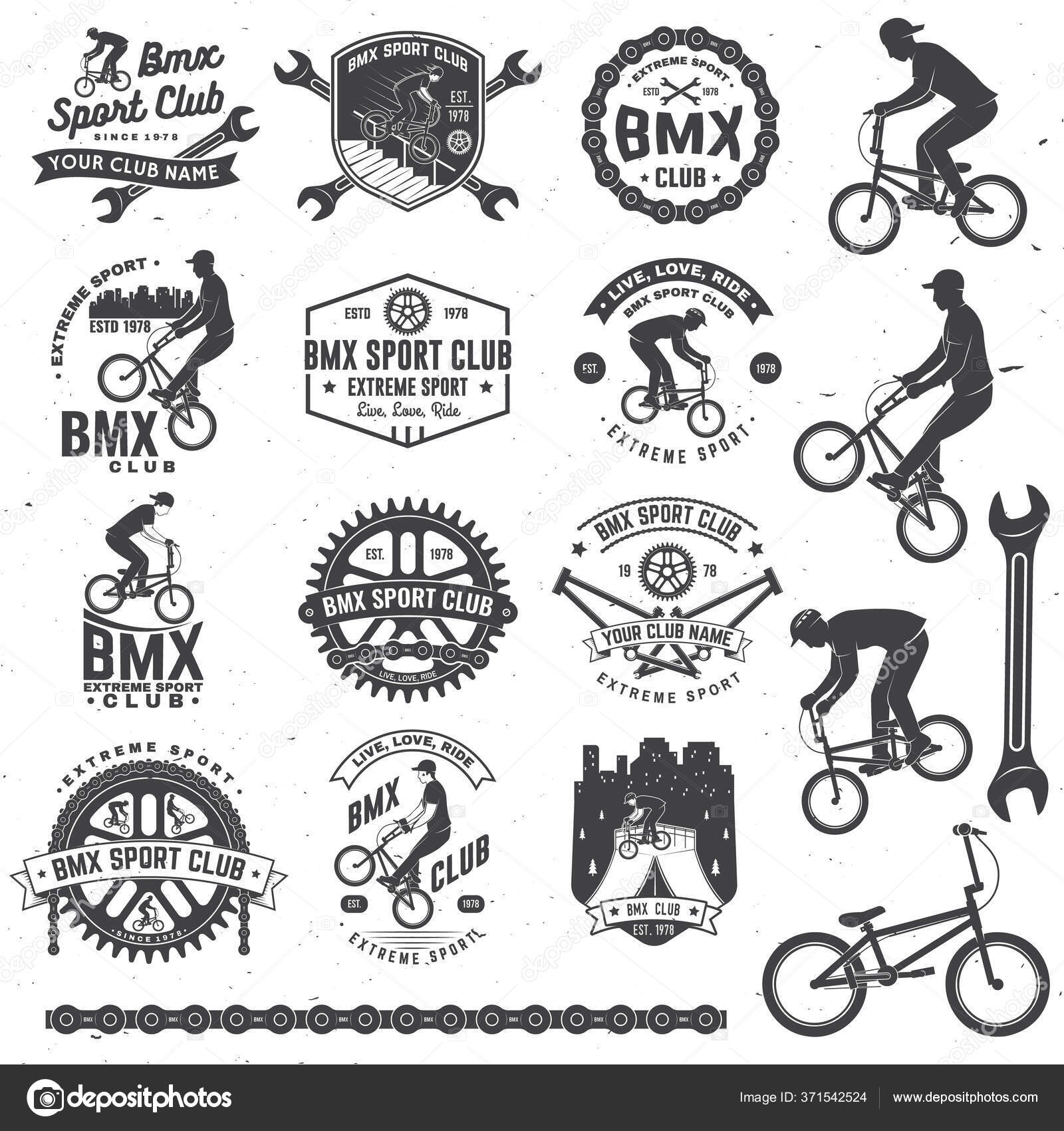 Set of bmx extreme sport club badge. Vector. Concept for shirt, logo
