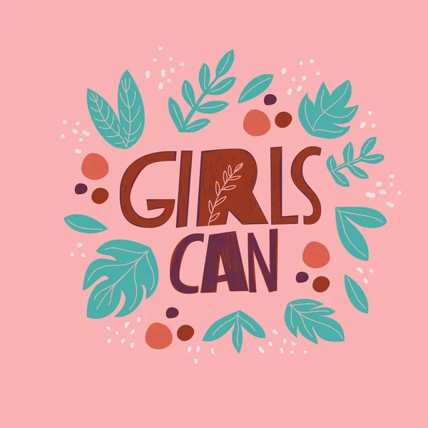 Les filles gouvernent - slogan motivant et inspirant. Illustration vectorielle dans le style dessin animé . — Image vectorielle