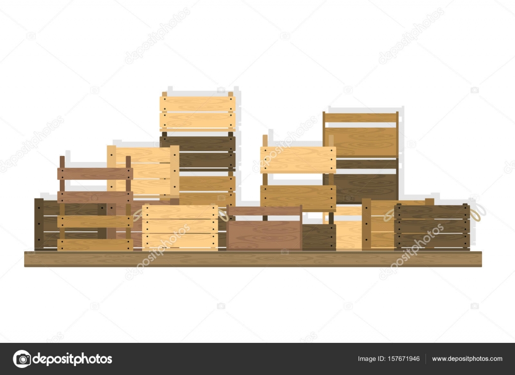 Wooden Crates Set Stock Vector 157671946 Wooden Crates Set Stock Vector 157671946