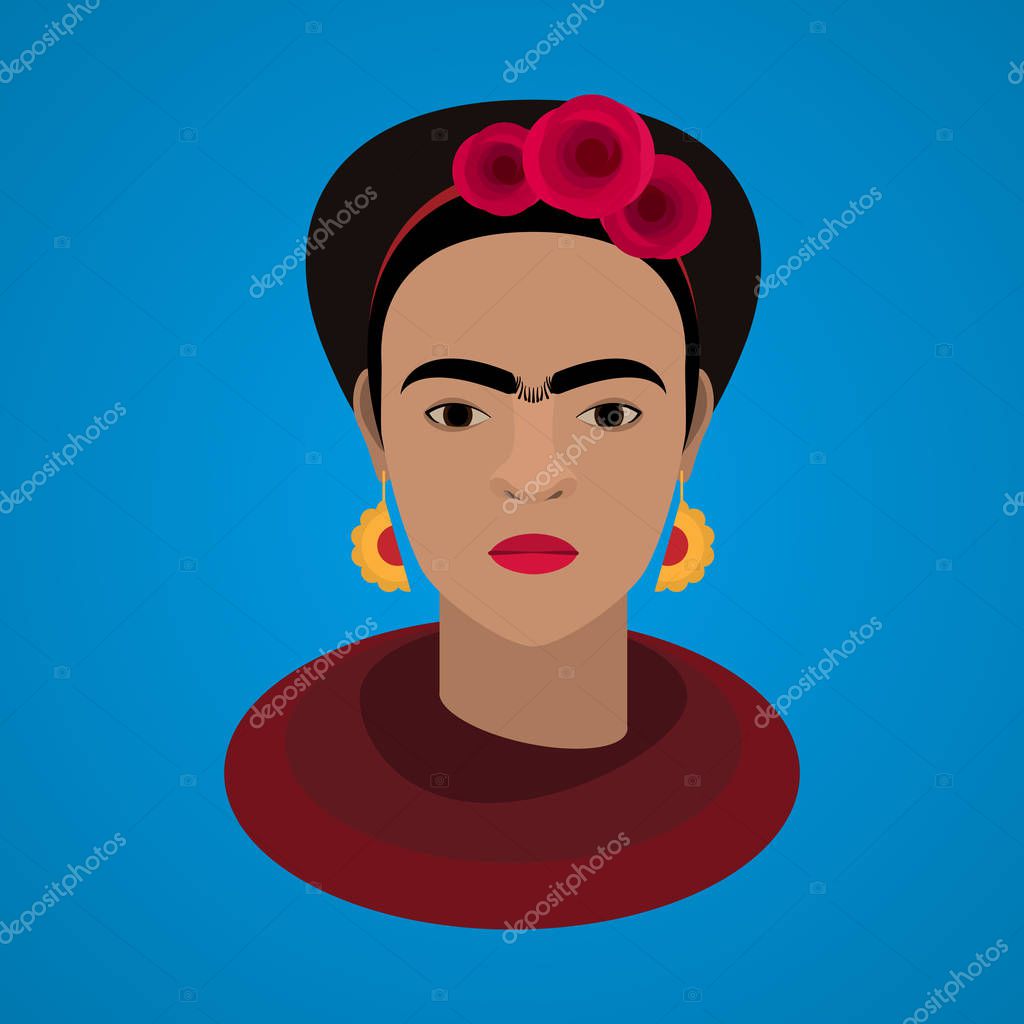 Frida Kahlo flat styled — Stock Vector © unununij #157676066