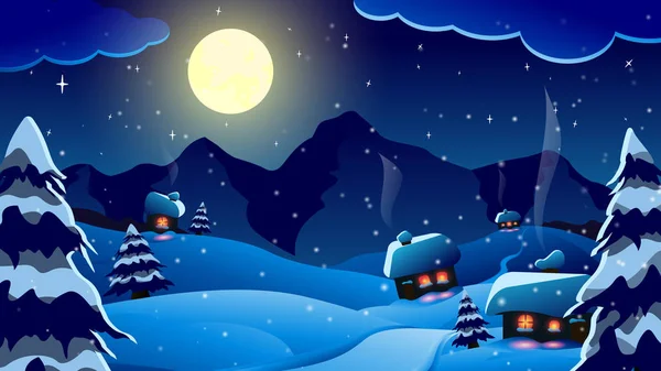 Navidad Noche Invierno Vector Paisaje Tarjeta Patrón Fondo Feliz Navidad — Archivo Imágenes Vectoriales