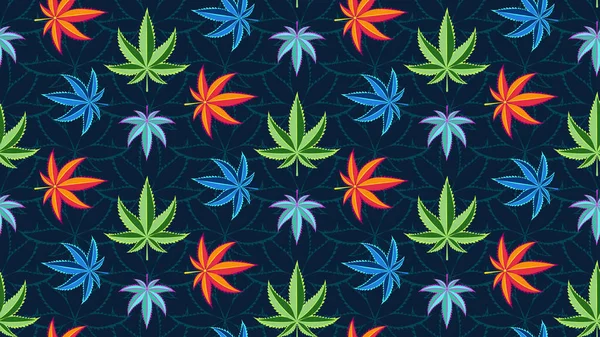 Patrón Inconsútil Con Hojas Cannabis Cannabis Sativa Indica Marihuana Vector — Archivo Imágenes Vectoriales