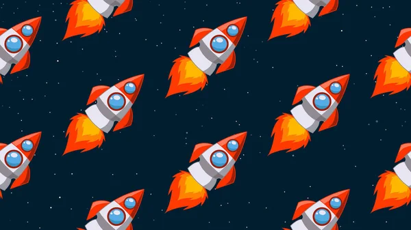 Childish seamless pattern with spaceship, rocket. Illustration, great for wallpaper, textile and texture design