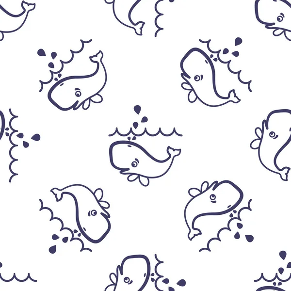 Śliczny Bezszwowy Wzór Wielorybami Ilustracja Idealne Projektowania Tapet Tekstyliów Tekstury — Wektor stockowy