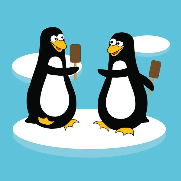 Dwa pingwiny śmieszne — Wektor stockowy