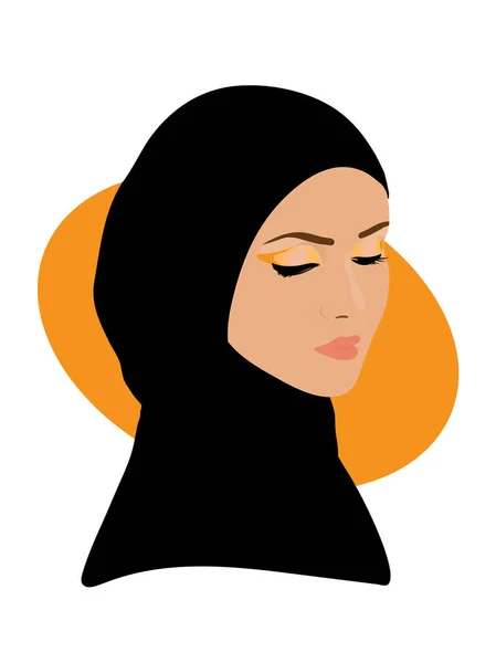 Gadis Muslim Yang Rendah Hati Dengan Syal - Stok Vektor