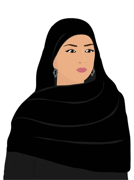 Muslim Woman Black Kerchief — Stock Vector