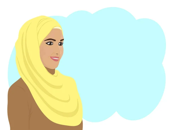 Muslim Wanita Dalam Saputangan Kuning - Stok Vektor