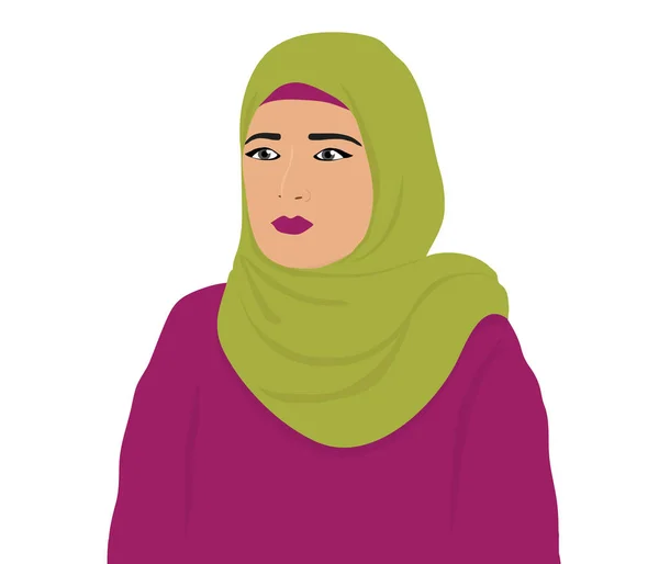 Muslim Woman Green Kerchief — Stock Vector