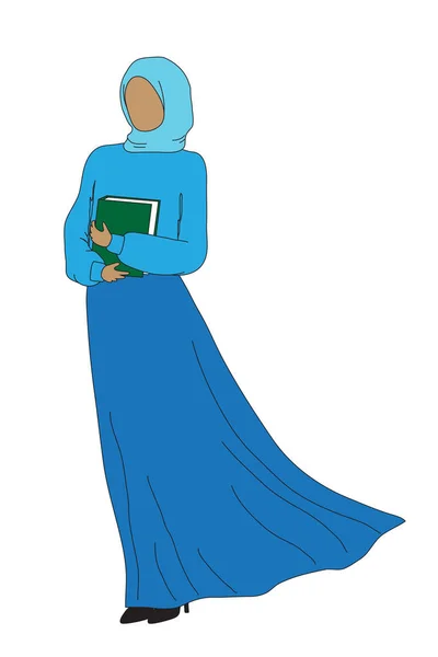 Muslim Girl Book — Stock Vector