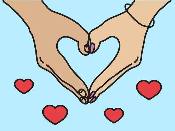 Illustrazione Del Segno Del Cuore Due Persone Amorevoli — Vettoriale Stock